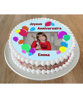 Photo sur gâteau anniversaire ballons